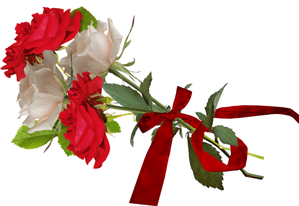 Цветы с красной лентой