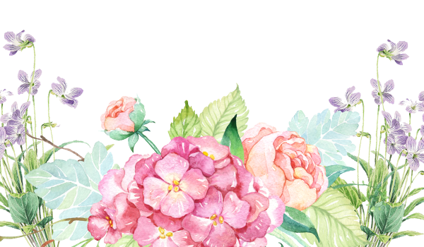 Акварельные цветы розовые