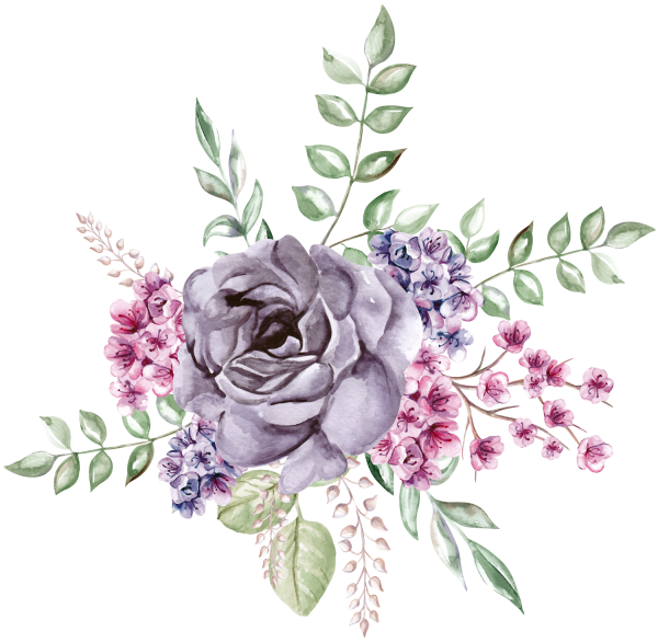 Фиолетовые цветы акварель