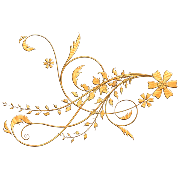 Золотые цветы на прозрачном фоне