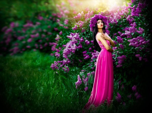 Девушка в цветах рисунок