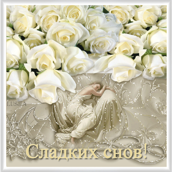 Спокойной ночи с белыми розами