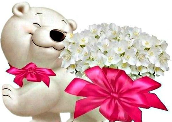 Мишка с цветами