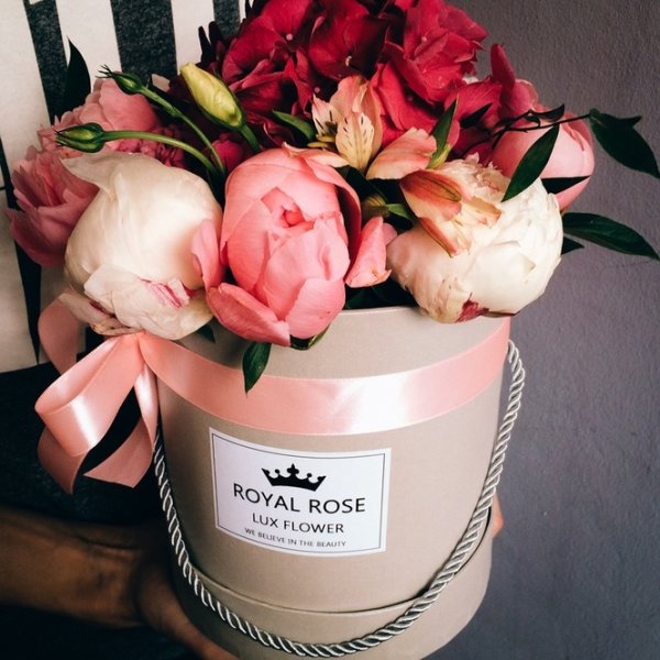 Цветы в коробке открытка