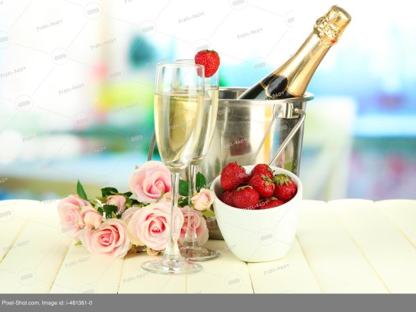 Стильные цветы и шампанское