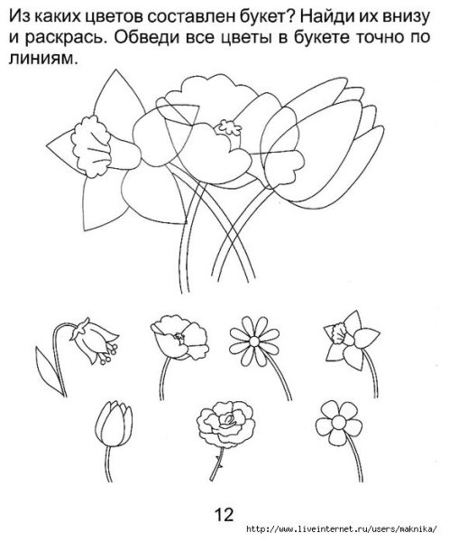 Цветы задания для дошкольников