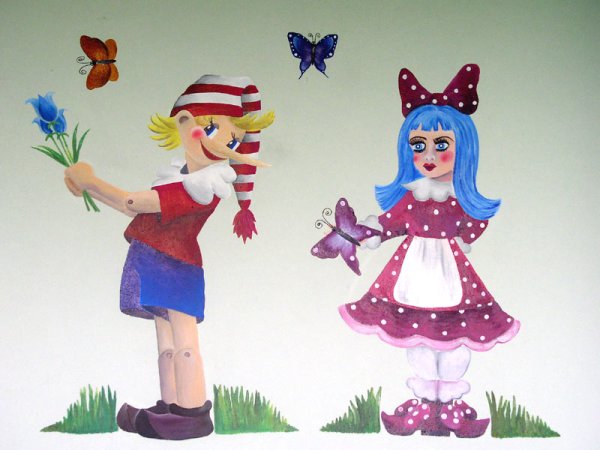 Буратино и Мальвина в детском саду