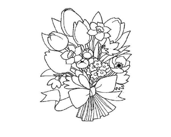 Букет для учителя раскраска