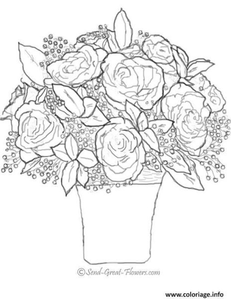 Корзинка с цветами раскраска