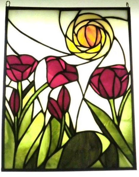 Композиция "цветы" в технике витража