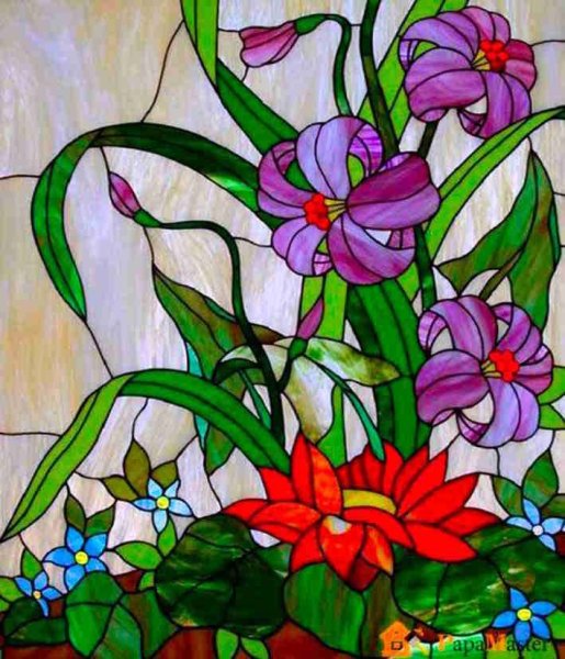 Витраж Тиффани цветы гладиолусы
