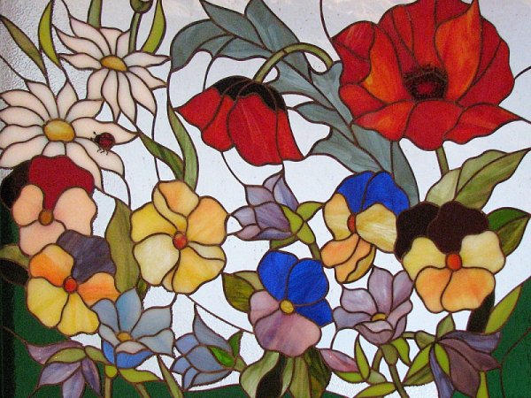 Витраж с цветами