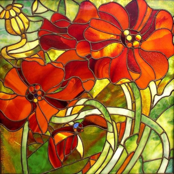 Витраж Тиффани цветы физалис