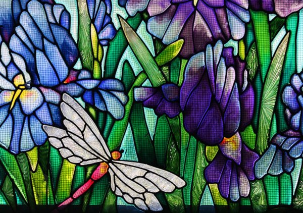 Мозаика витраж цветы