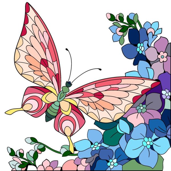 Витраж бабочка рисунок