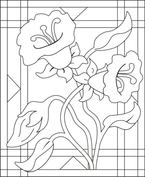 Витраж цветы эскизы