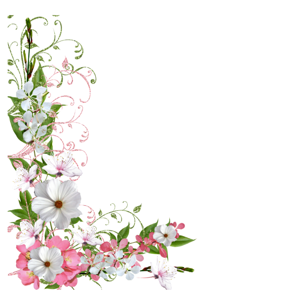 Цветочные уголки на прозрачном фоне
