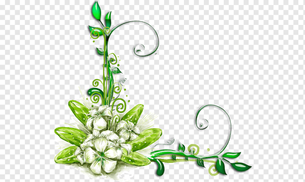 Зеленый орнамент на прозрачном фоне