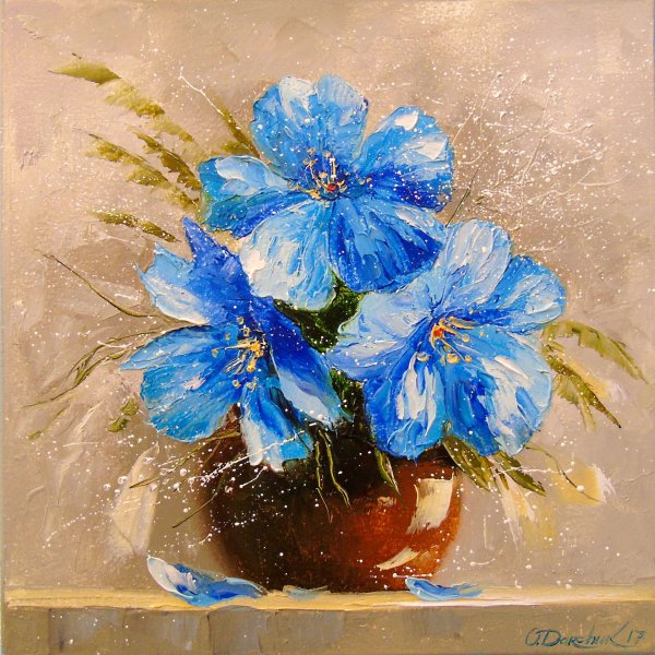 Цветы маслом на холсте