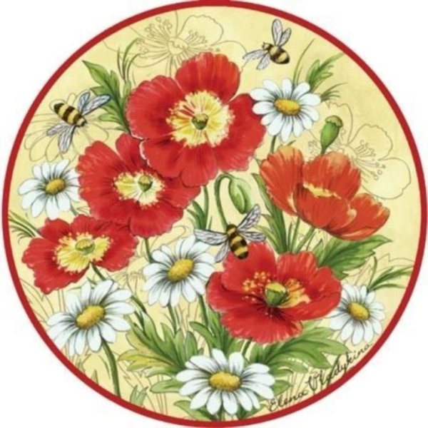 Цветы яркие круглые для декупажа