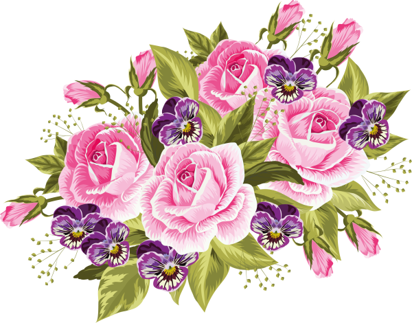 Букет цветов нарисованный на белом фоне