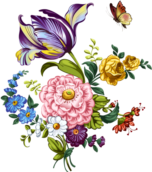 Цветочный орнамент в цвете