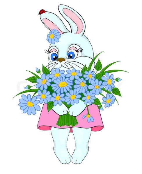 Милые зверюшки с цветами