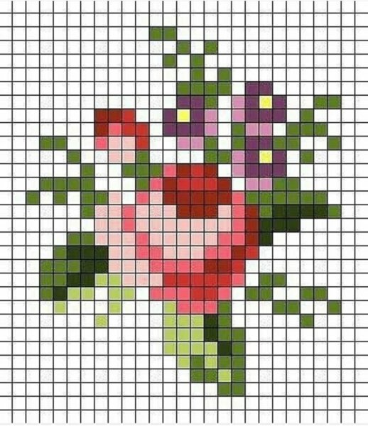 Цветочек по клеточкам простой