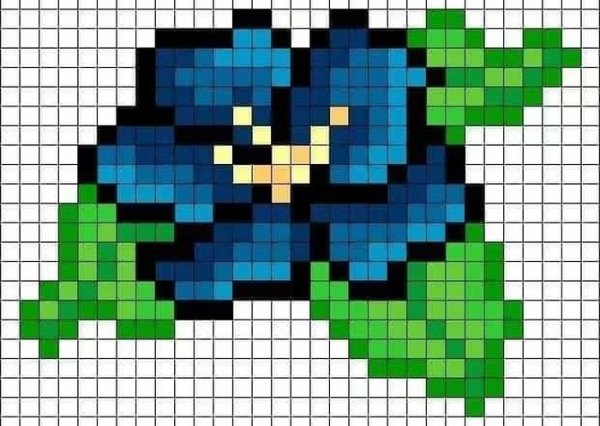 Рисунки цветов по клеточкам