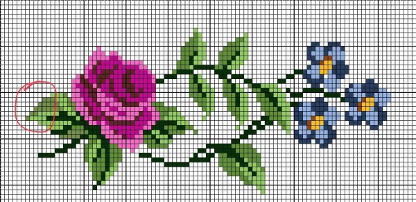 Цветы по клеточкам в тетради