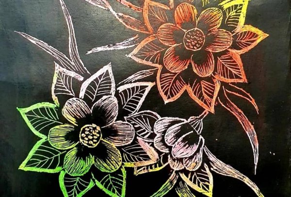 Граттаж растения