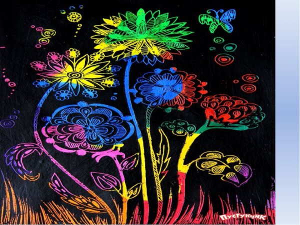 Граттаж тюльпаны