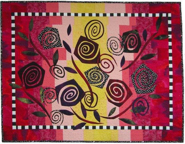 Цветы в Лоскутном шитье панно