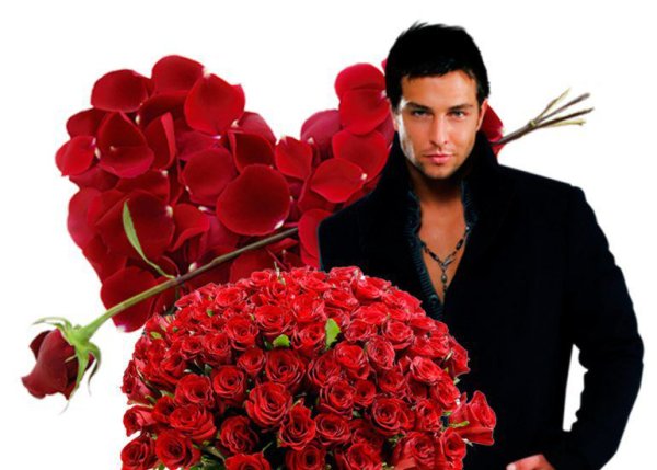 Красивый мужчина с цветами