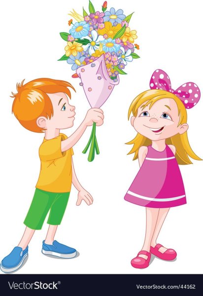 Мальчик с портфелем и цветами