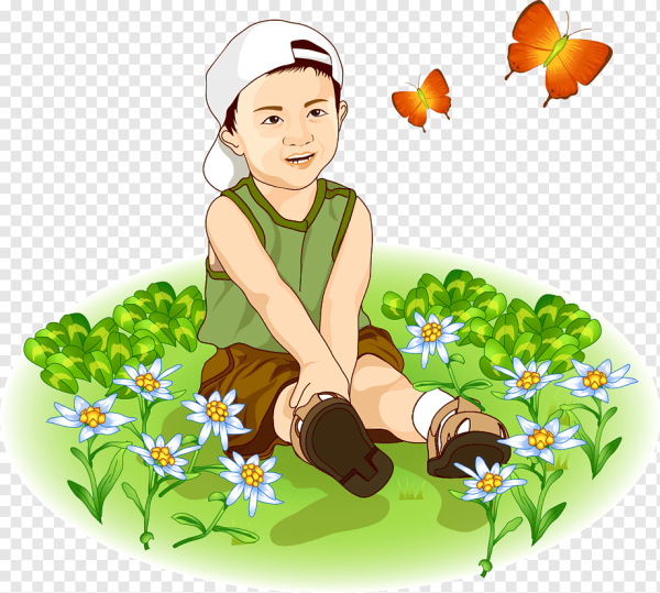 Маленький мальчик с цветами