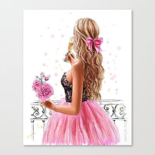 Девушка в розовом рисунок