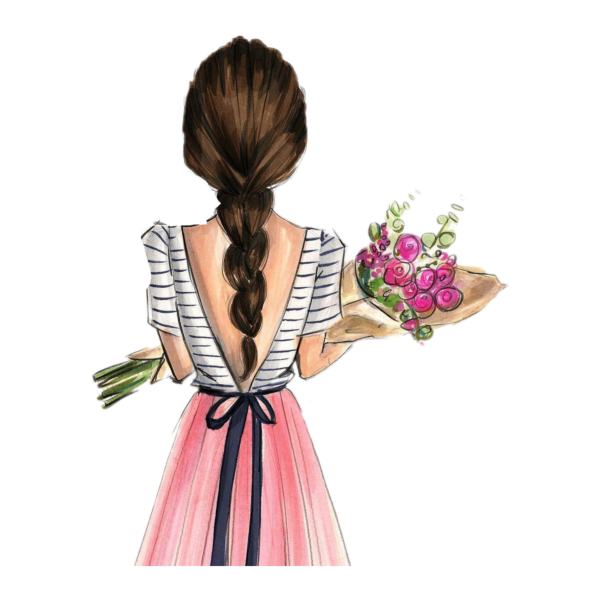 Девушка с цветами иллюстрация