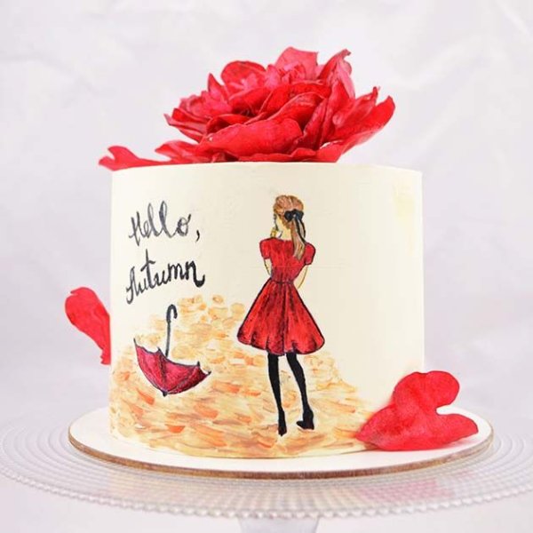 Девушка со спины рисунок на торт