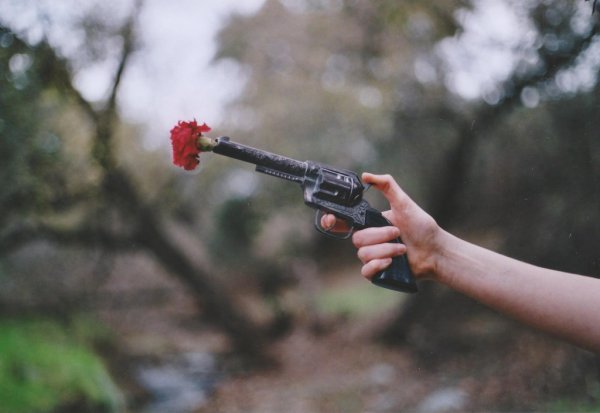 Цветок в дуле автомата