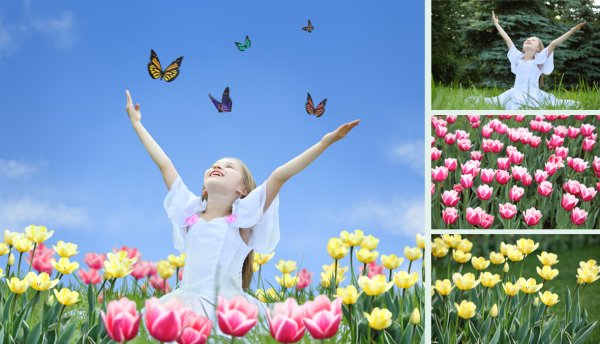 Женщина с букетом полевых цветов