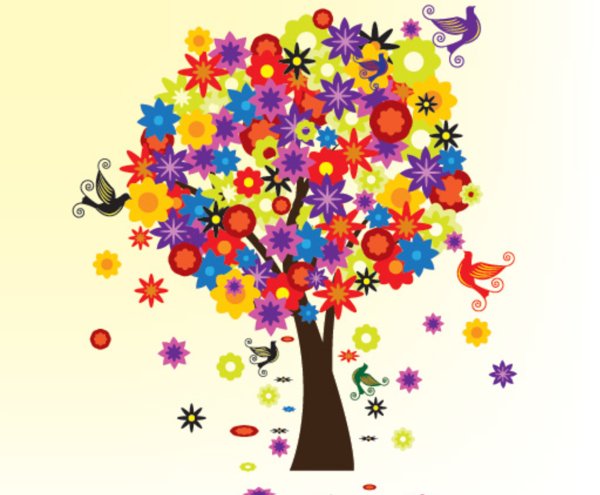 Сказочное дерево с цветами