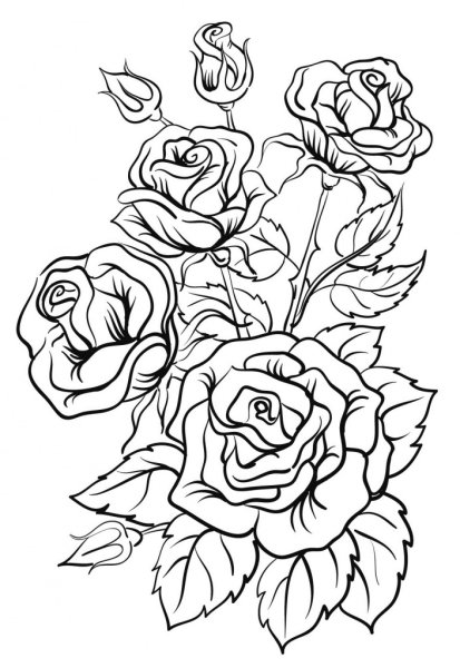 Цветок черный контур