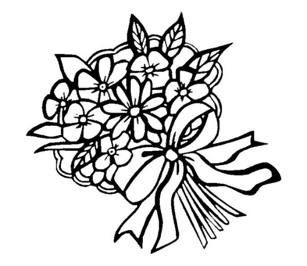 Букет цветов контур
