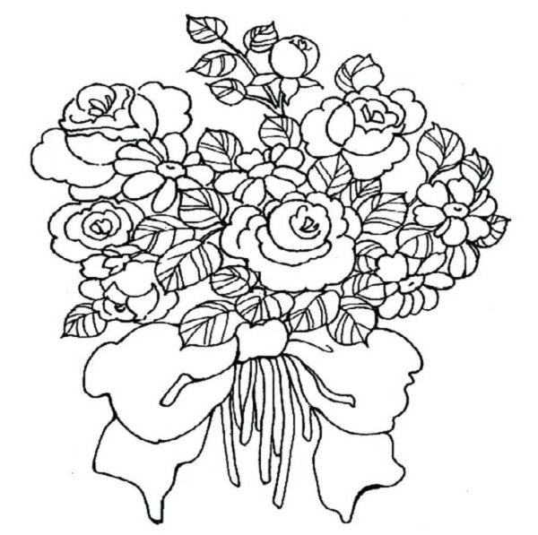 Играть в раскраску Красивый букет роз онлайн