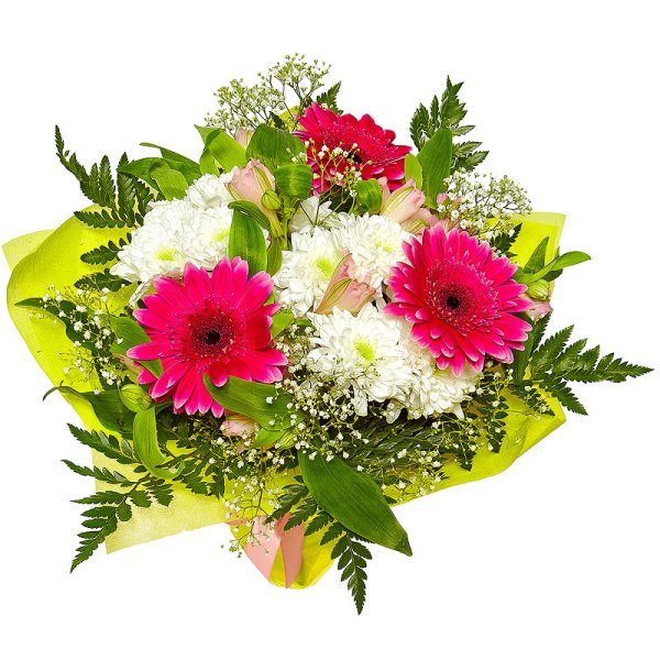 Композиция из гвоздик и хризантем