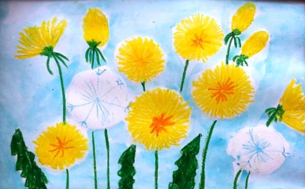 Рисование в детском саду одуванчик