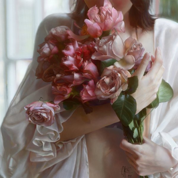 Девушка с цветком