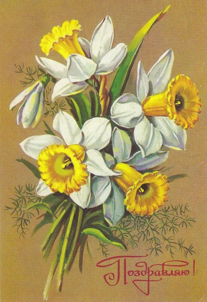 Старые советские открытки с цветами