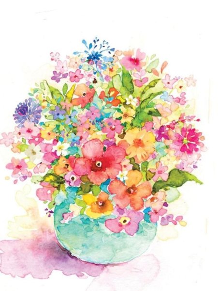 Открытка с цветами акварелью